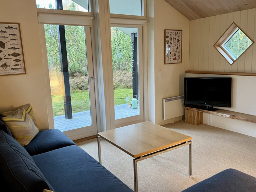 TV-stue inde i sommerhuset